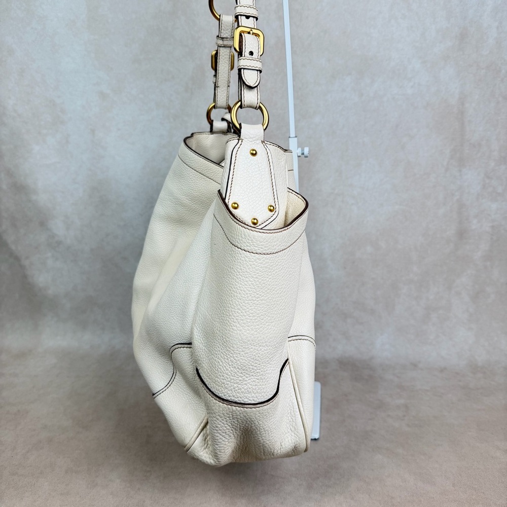 Prada Vitello Daino Antik Leather Hobo Shoulder Tote – Ivory - Picture 4 of 16